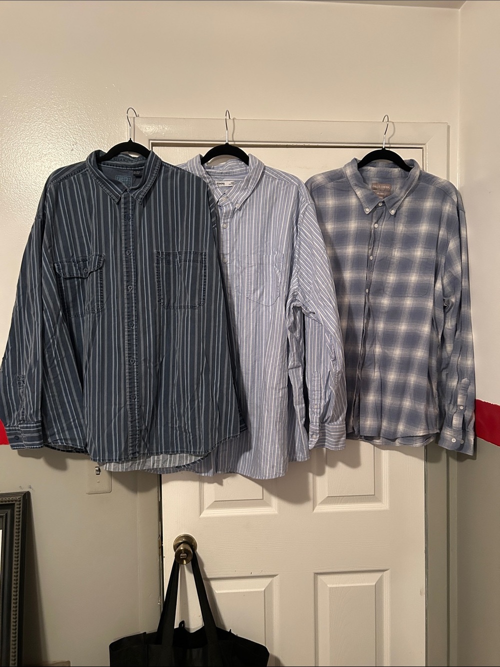 Sonoma Men's Blue Striped and Plaid Button-Down Shirts - Trio